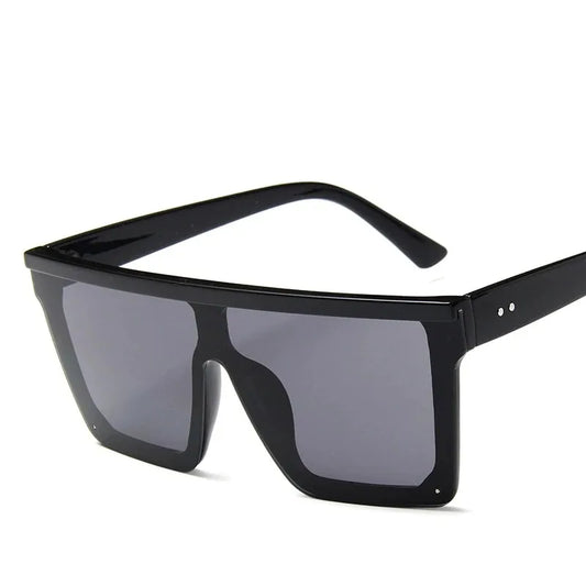 Vintage Flat Top Sunglasses – Black Square Gradient Shades