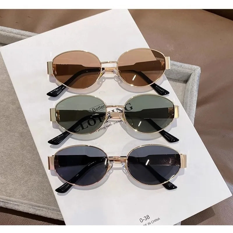 Luxury Metal Sunglasses – Unisex Oval Fashion Shades